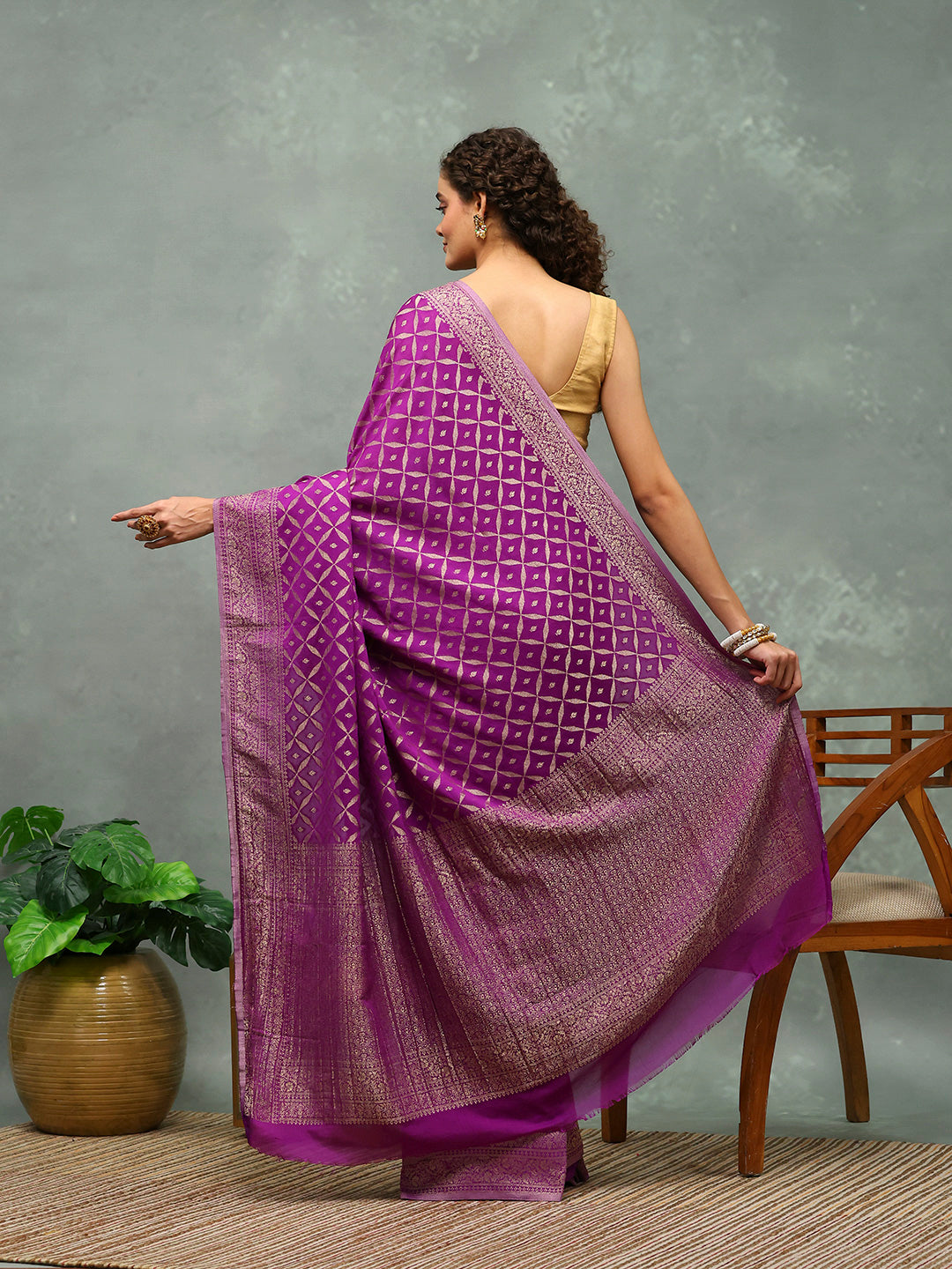 Woven Jaal Georgette Saree