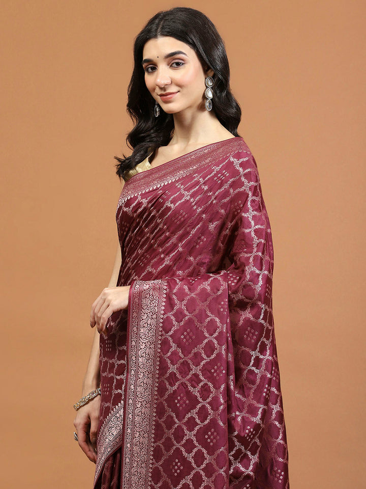 Zari Border Booti Art Silk Woven Saree