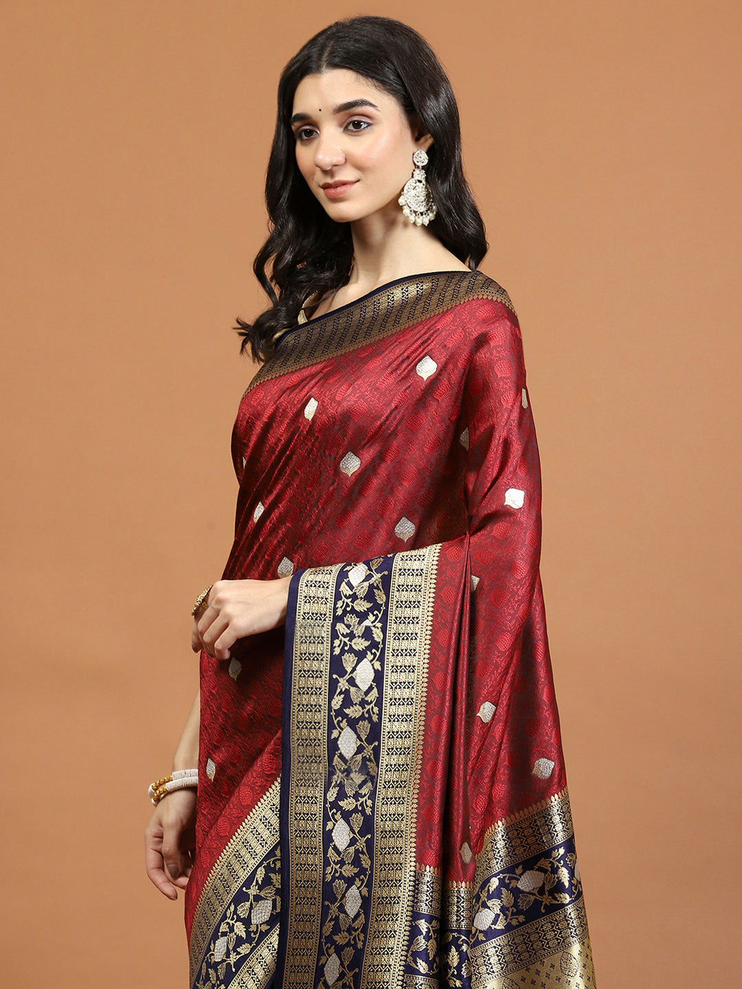 Zari Jaal Woven Art Silk Saree
