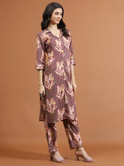 Printed Cotton Blend Kurta With Pants