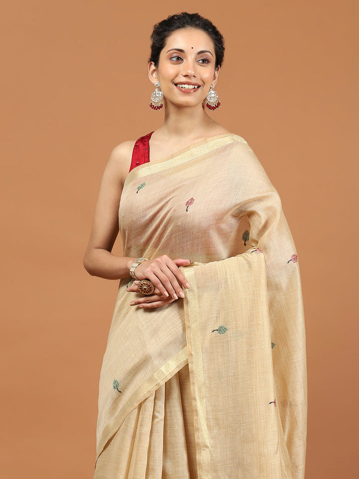 Woven Border Booti Art Silk Saree