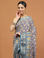 Patola Zari Border Printed Cotton Blend Woven Saree