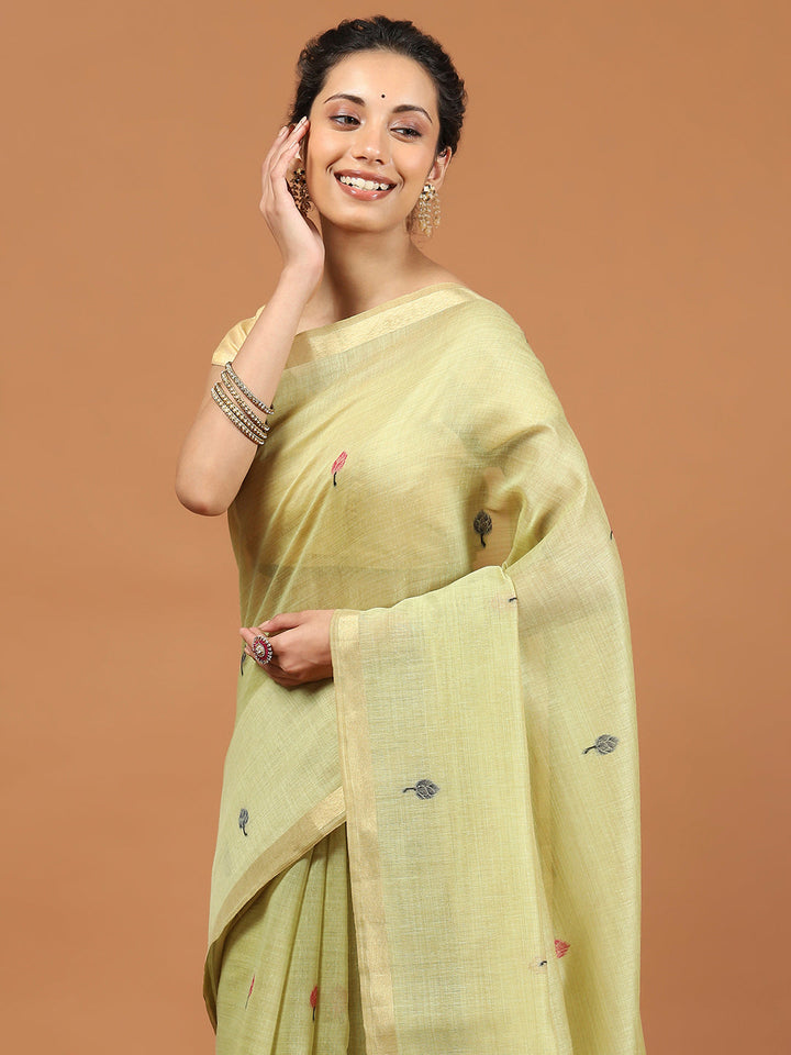 Woven Border Booti Art Silk Saree