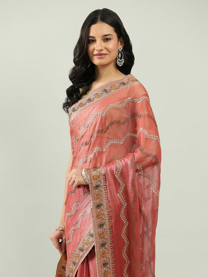 Embroidery Border Organza Saree