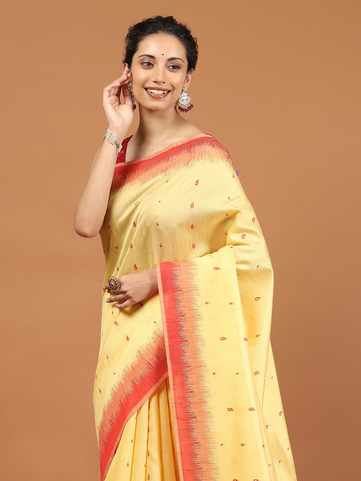 Woven Border Booti Art Silk Saree