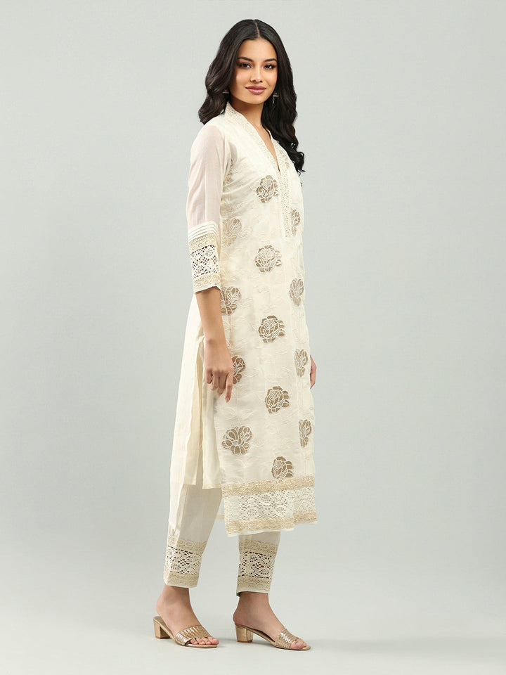 Resham Embroidered Chanderi Suit Set With Dupatta