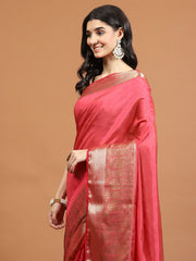 Zari Border Booti Art Silk Woven Saree