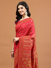 Zari Border Booti Art Silk Woven Saree