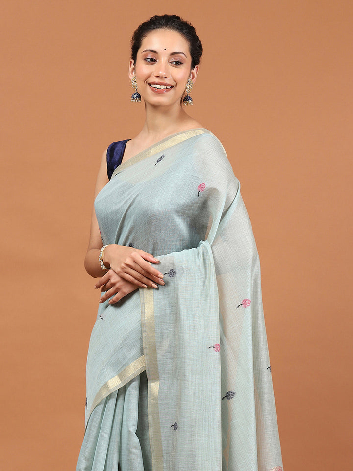 Woven Border Booti Art Silk Saree