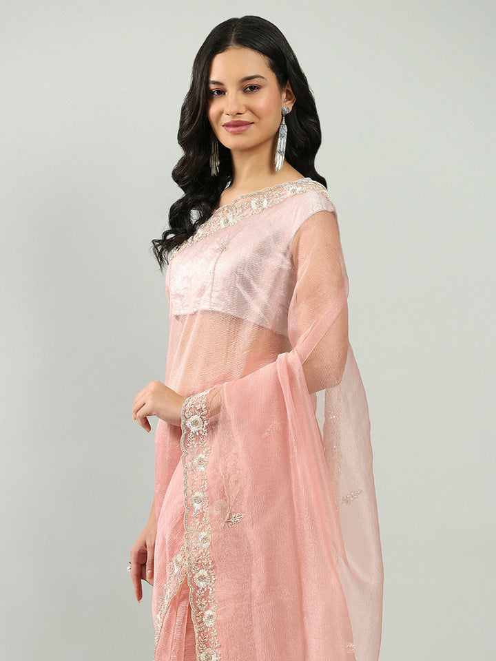Sequence Embroidery Tissue Saree