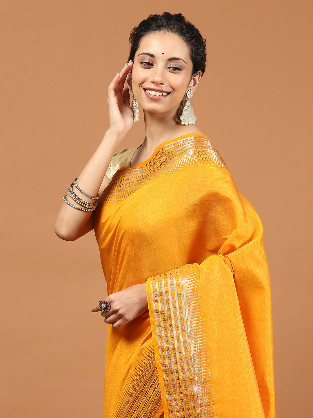 Zari Jaal Woven Art Silk Saree