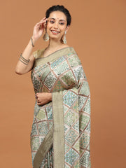 Digital Floral Printed Tussar Saree