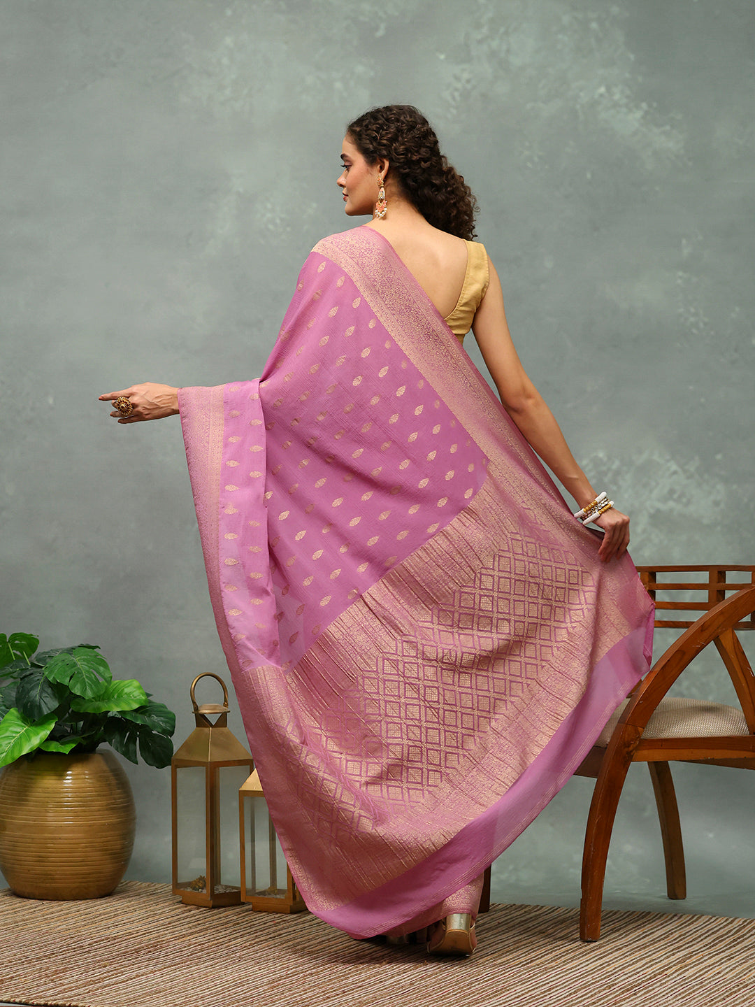 Woven Border Georgette Saree