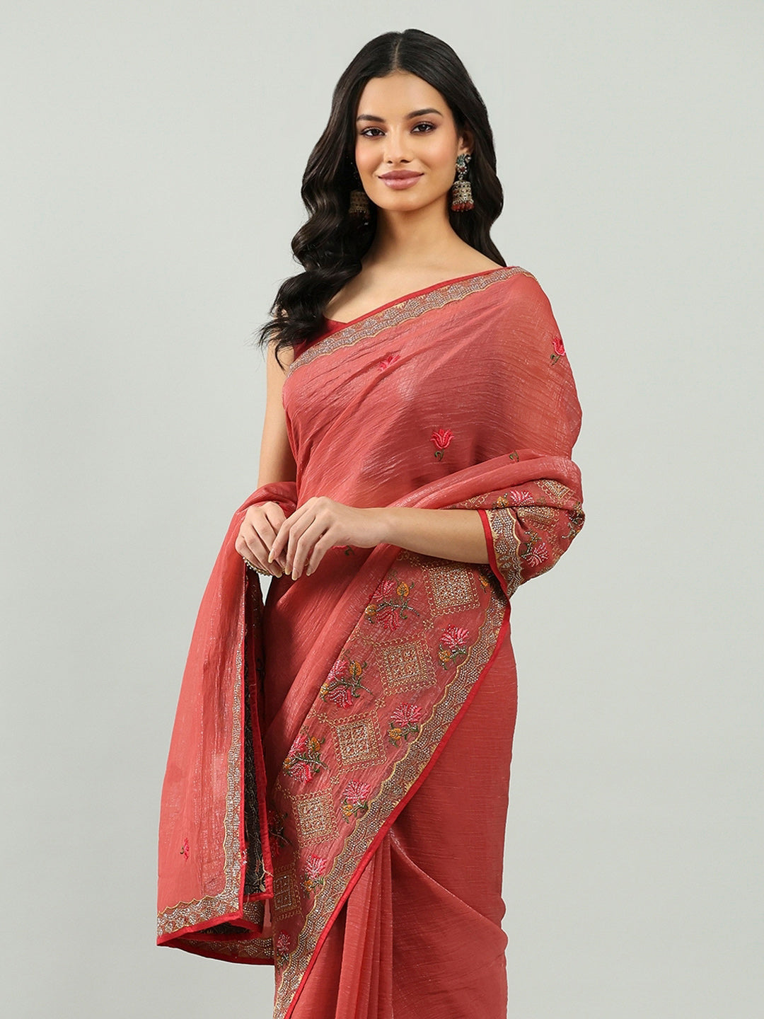 Embroidery Border Organza Saree