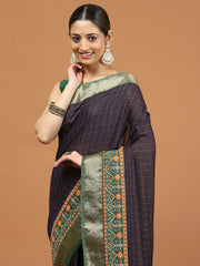 Patola Zari Border Printed Cotton Blend Woven Saree