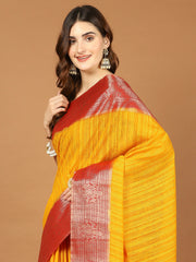 Plain Zari Border Art Handloom Woven Saree