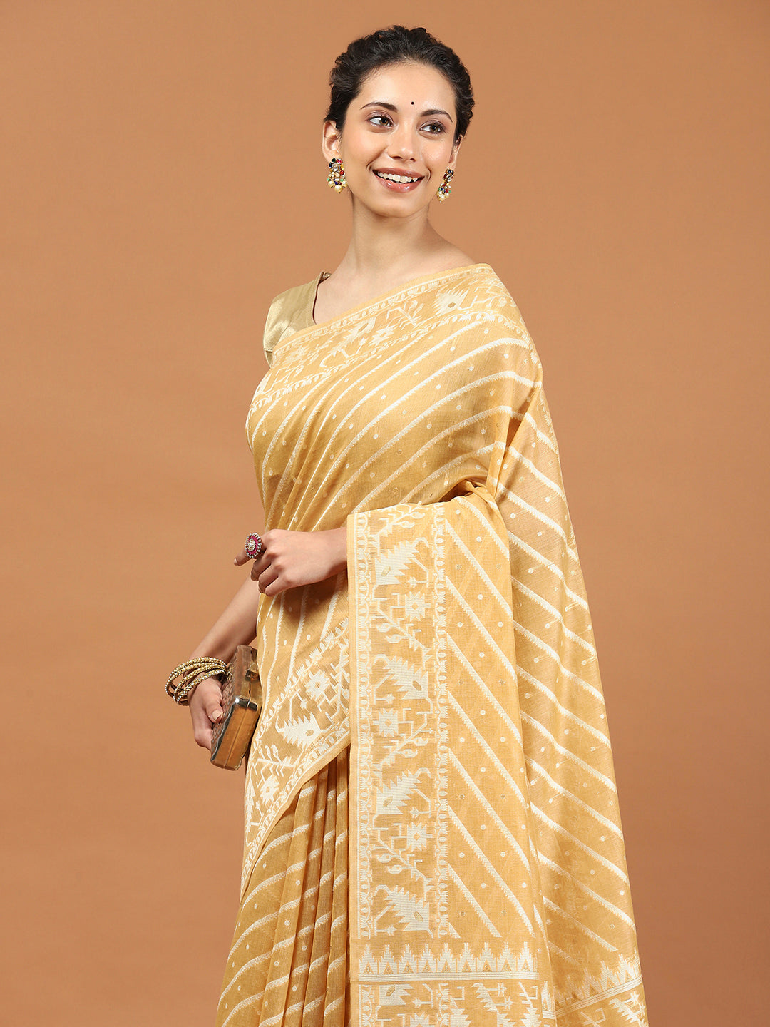 Woven Border Booti Art Silk Saree