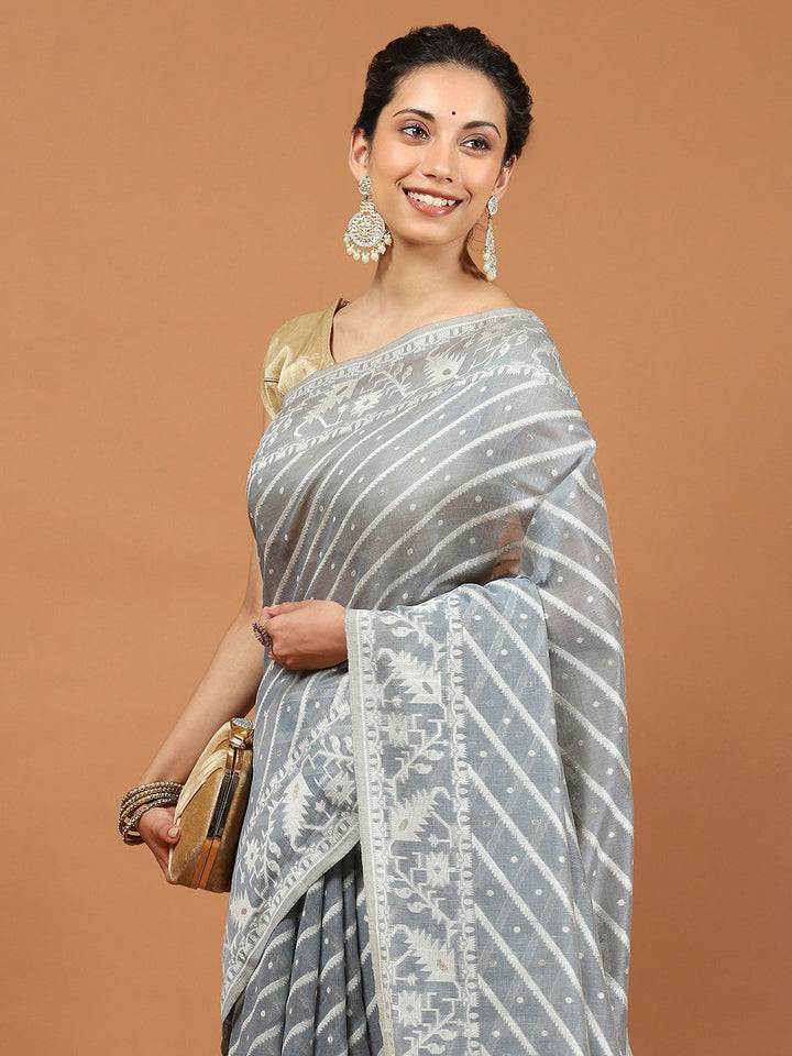 Woven Border Booti Art Silk Saree