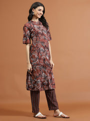 Printed Cotton Blend Kurta With Pants