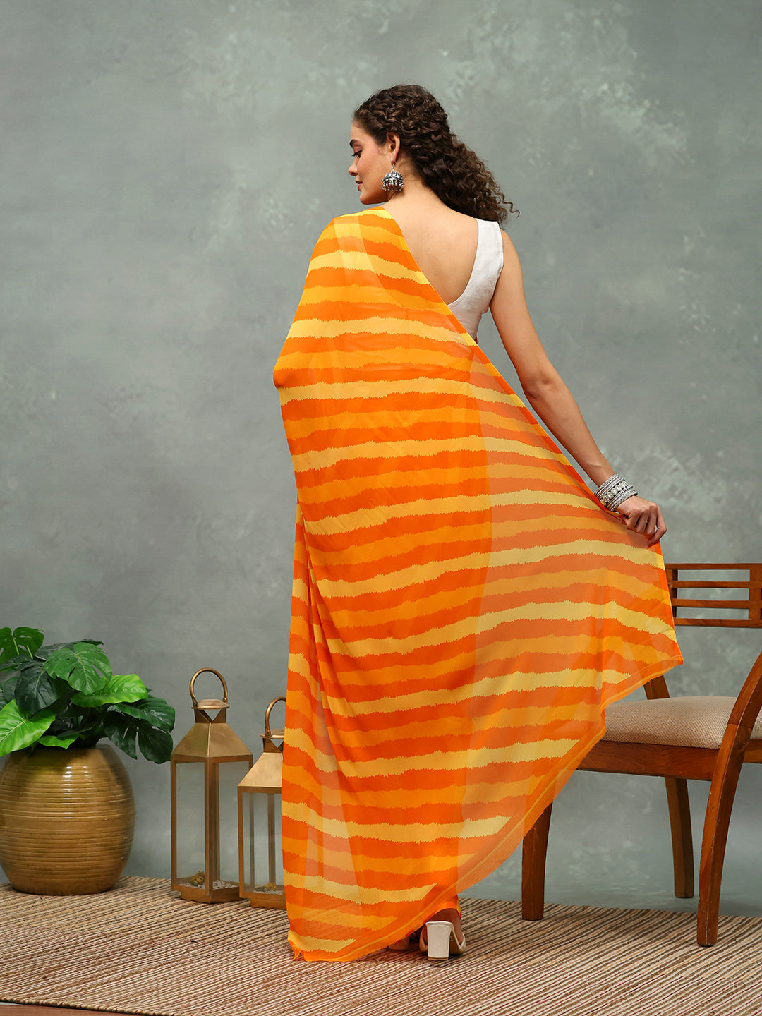 Abstract Printed Georgette Saree