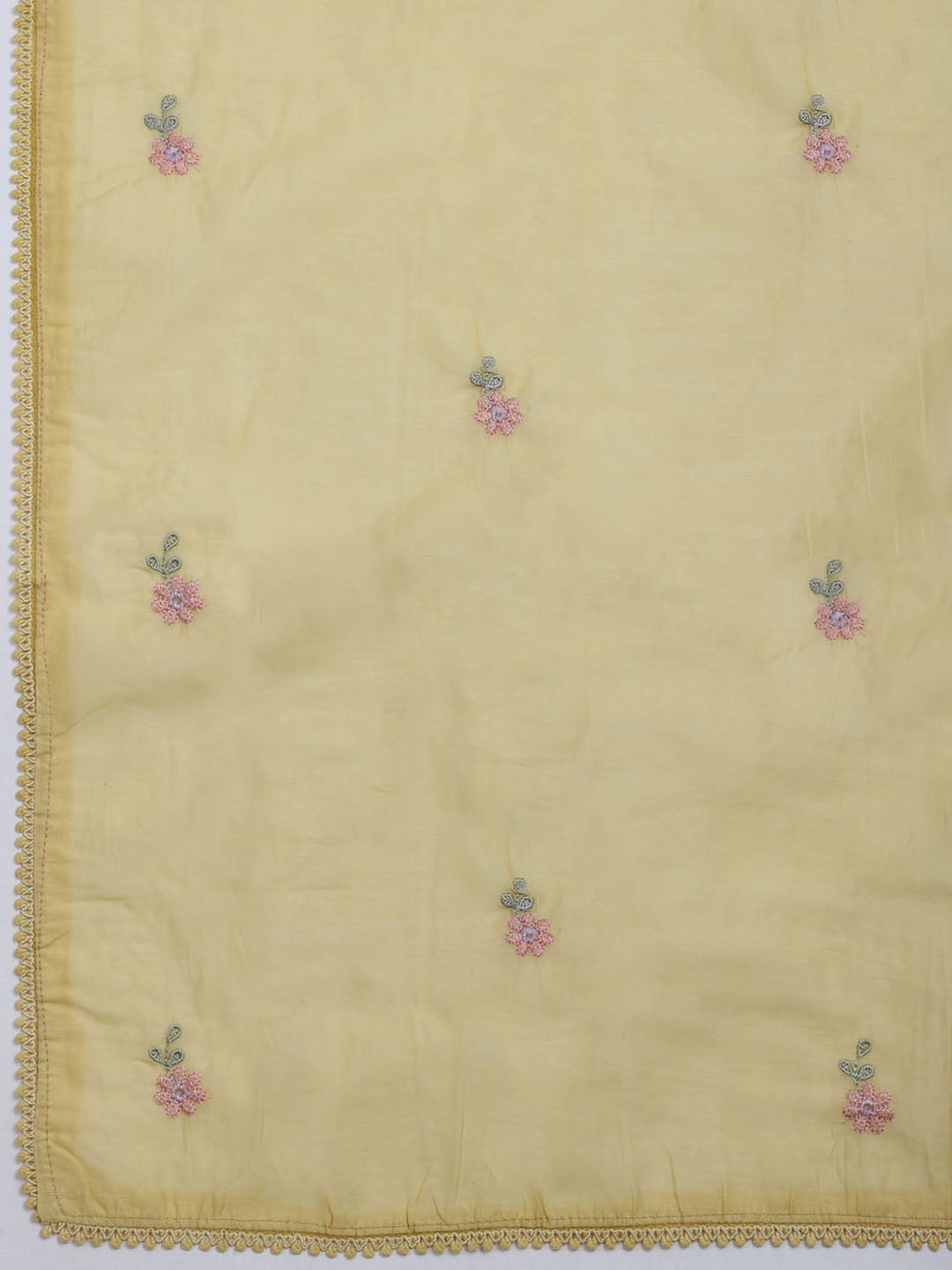 Embroidered Chanderi Unstitched Suit With Dupatta