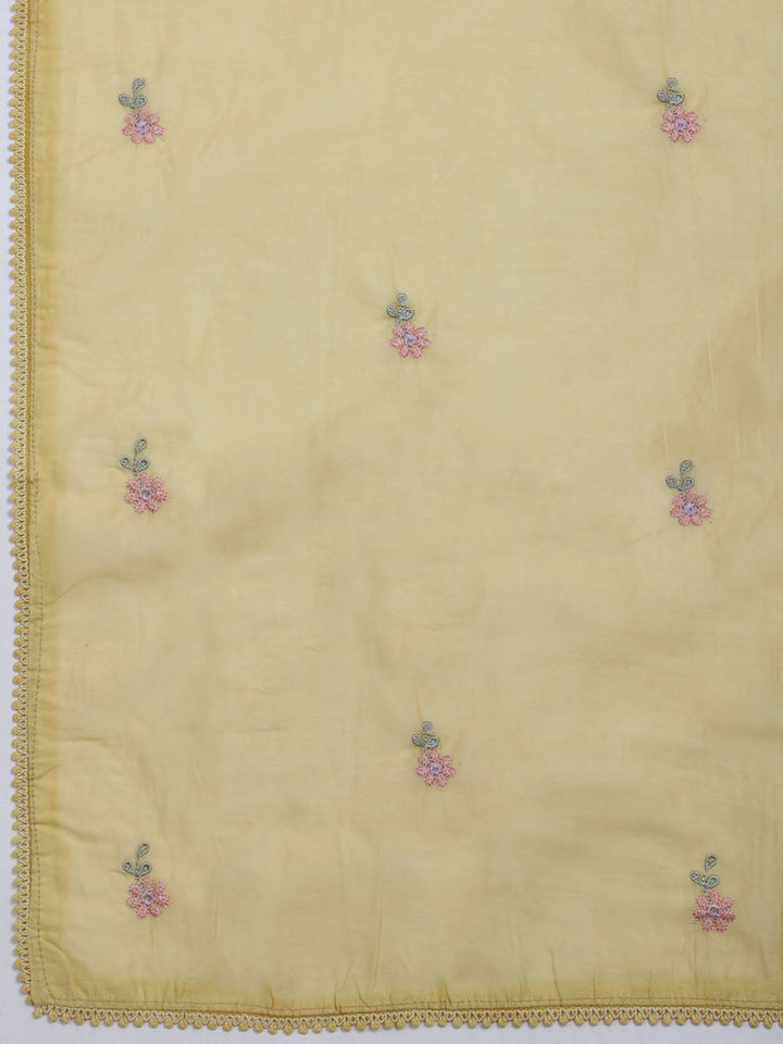 Embroidered Chanderi Unstitched Suit With Dupatta