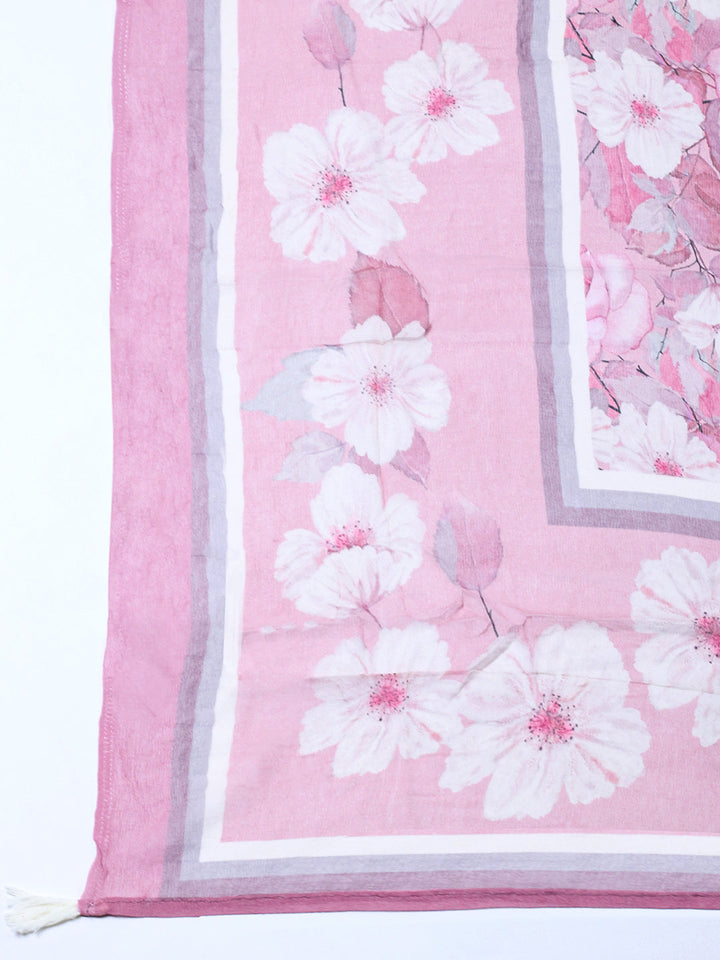 Plain Cotton Blend Unstitched Suit With Pant &amp; Dupatta