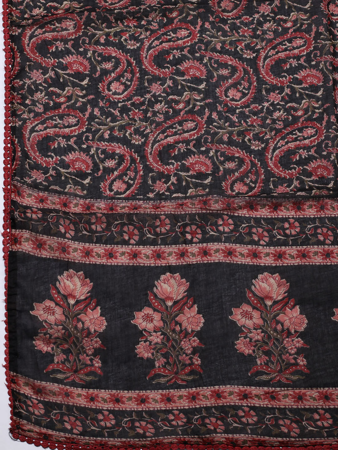 Embroidered Cotton Blend Unstitched Suit With Pant &amp; Dupatta