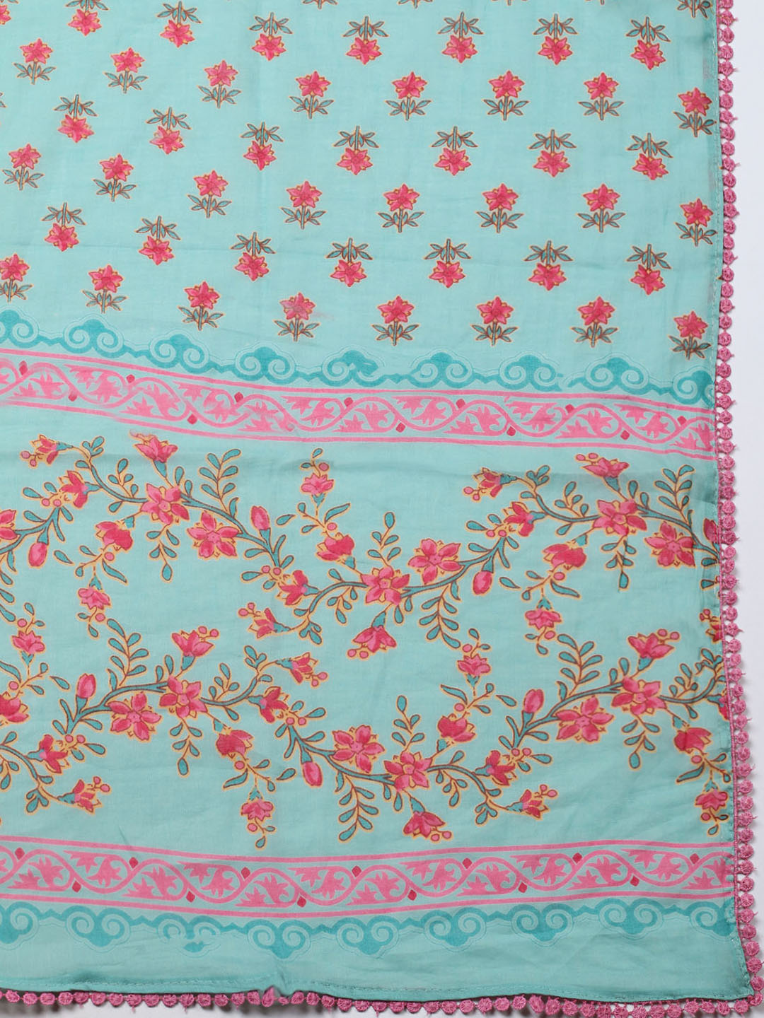 Embroidered Cotton Blend Unstitched Suit With Pant &amp; Dupatta