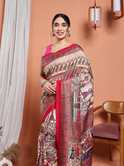 Digital Printed Art Silk Saree