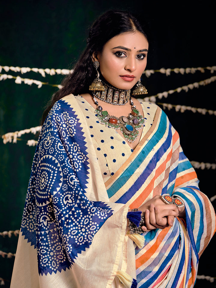Check Printed Chanderi Saree