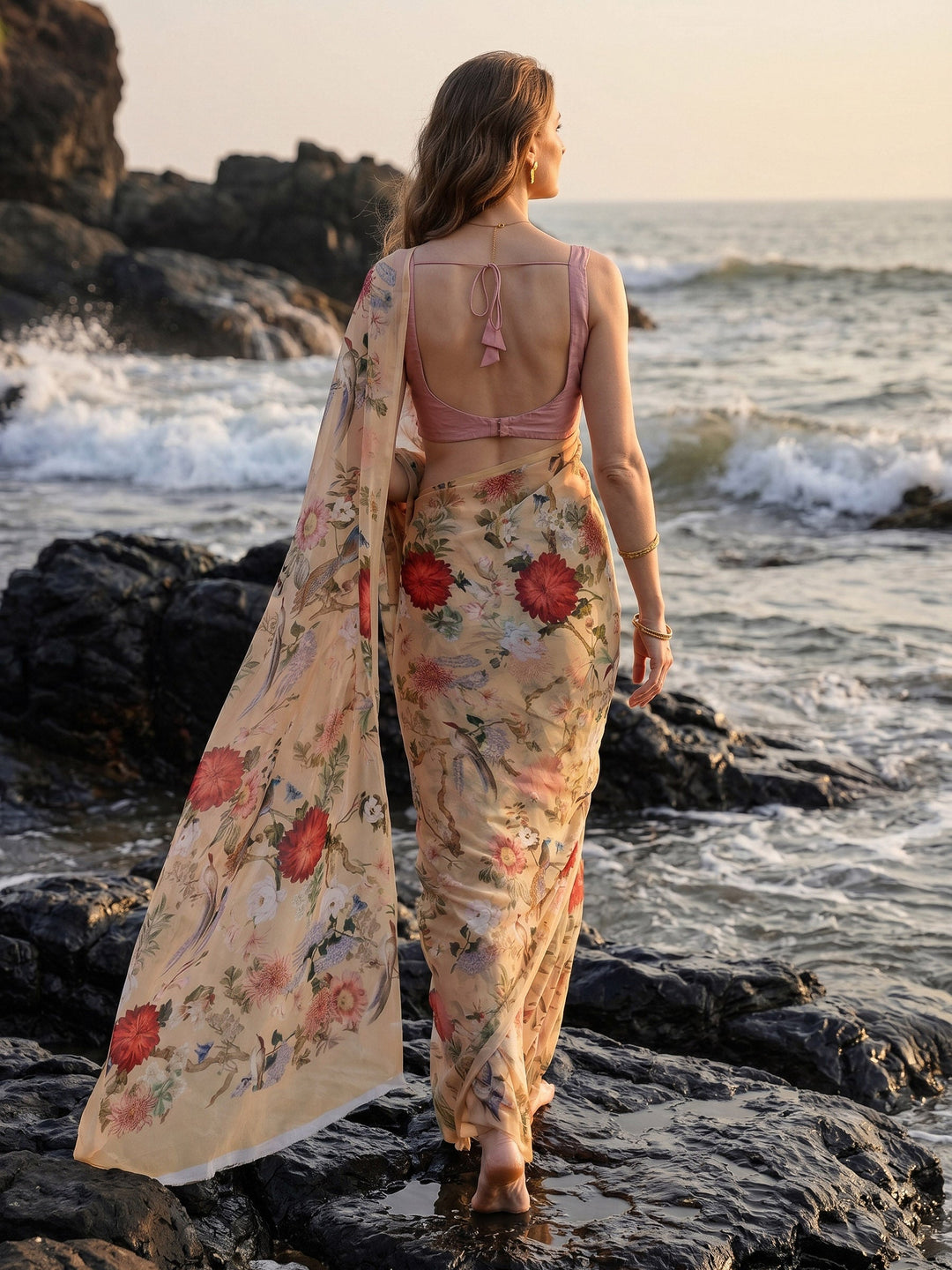 Digital Print Chiffon Saree
