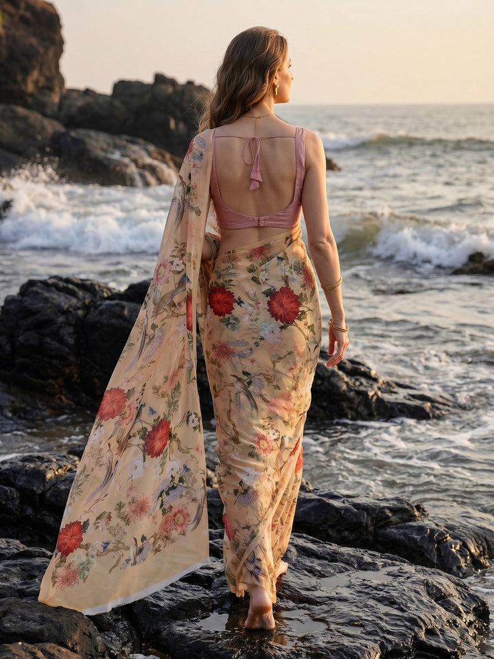 Digital Print Chiffon Saree