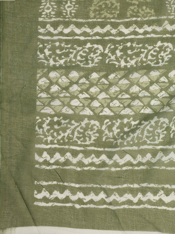 Printed Cotton Blend Unstitched Suit With Dupatta