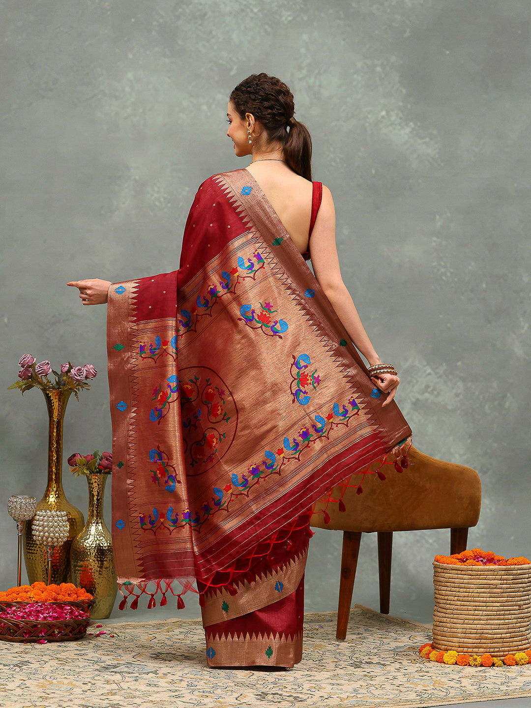 Embroidered Tussar Saree