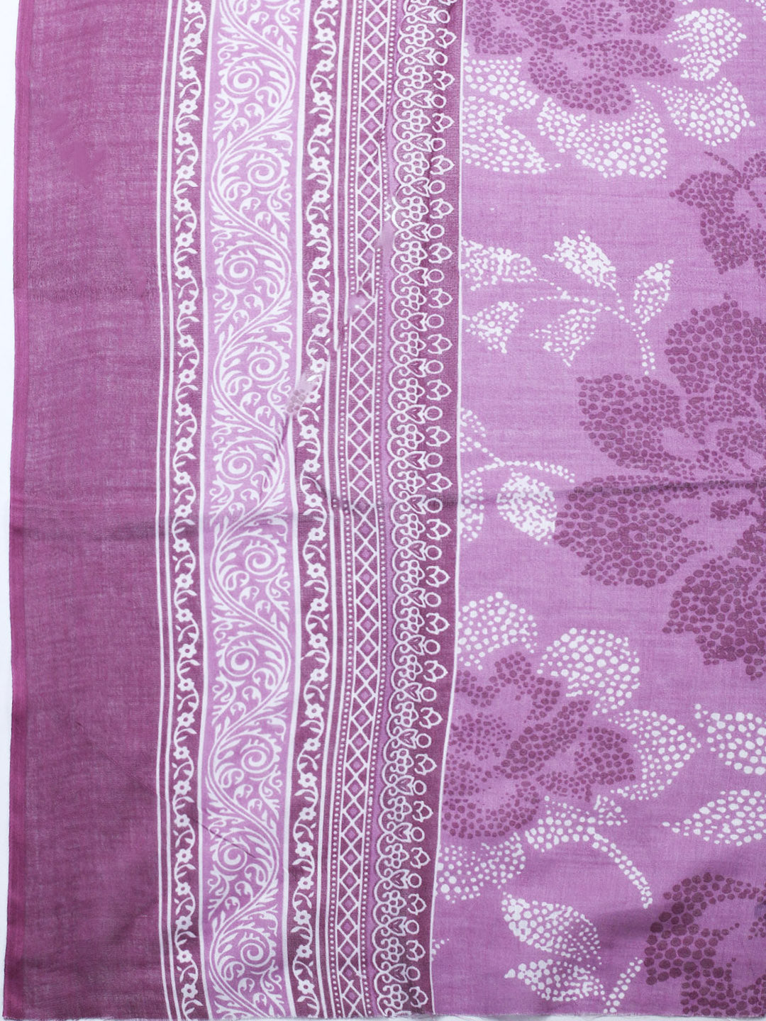 Printed Cotton Blend Unstitched Suit With Pant &amp; Dupatta