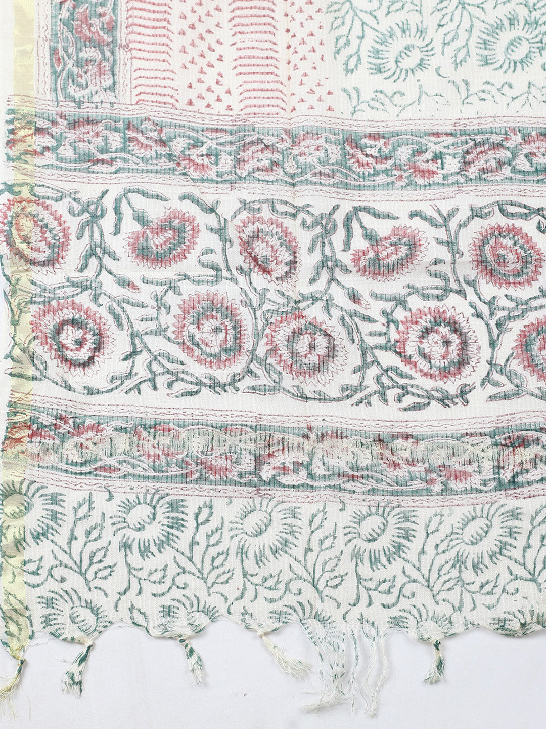Printed Cotton Blend Unstitched Suit With Pant &amp; Dupatta