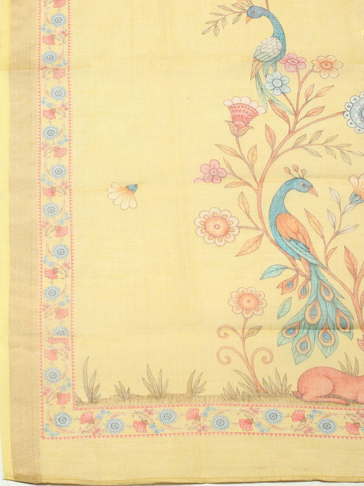 Embroidered Cotton Blend Unstitched Suit With Pant &amp; Dupatta