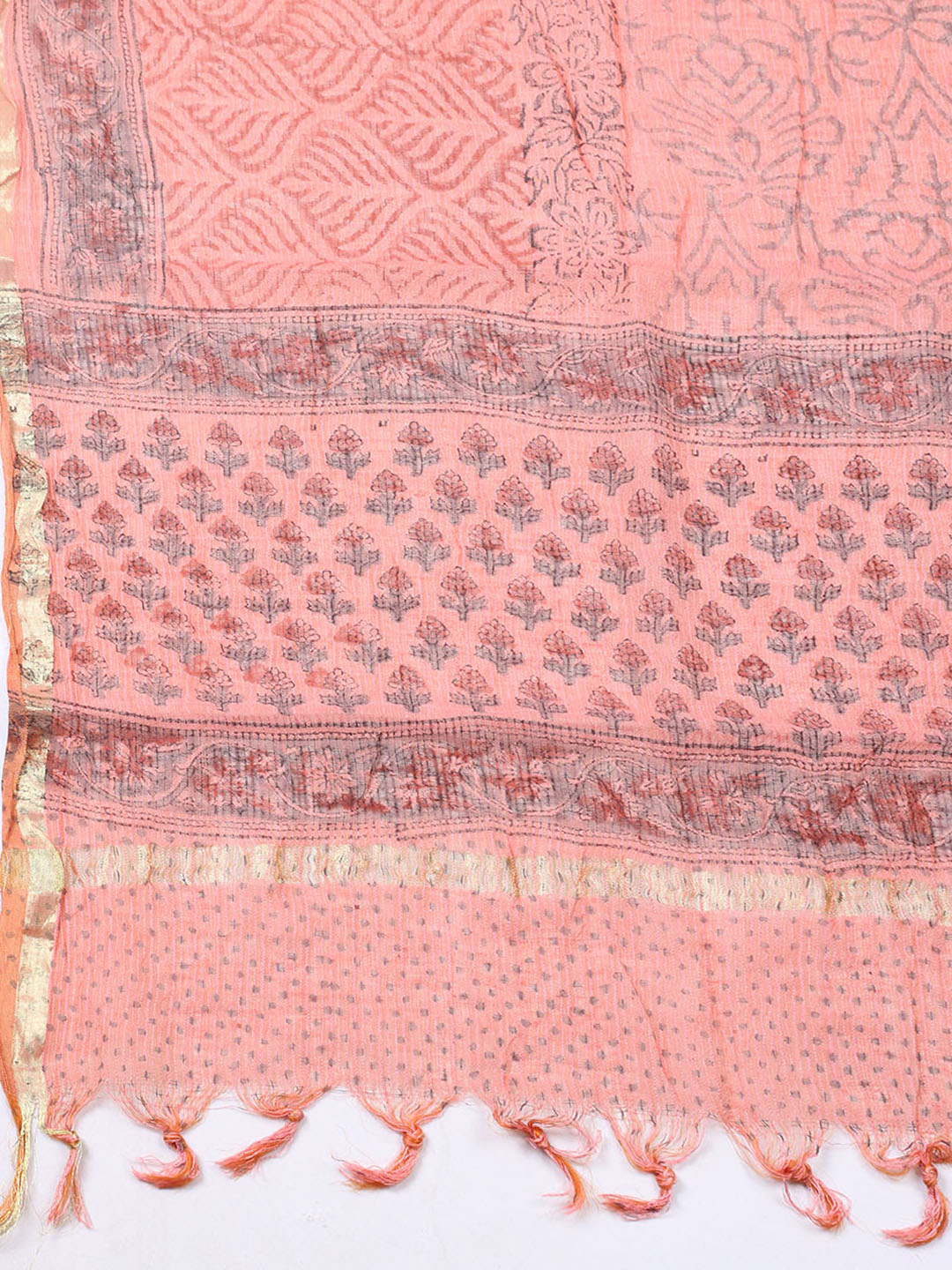 Printed Cotton Blend Unstitched Suit With Pant &amp; Dupatta