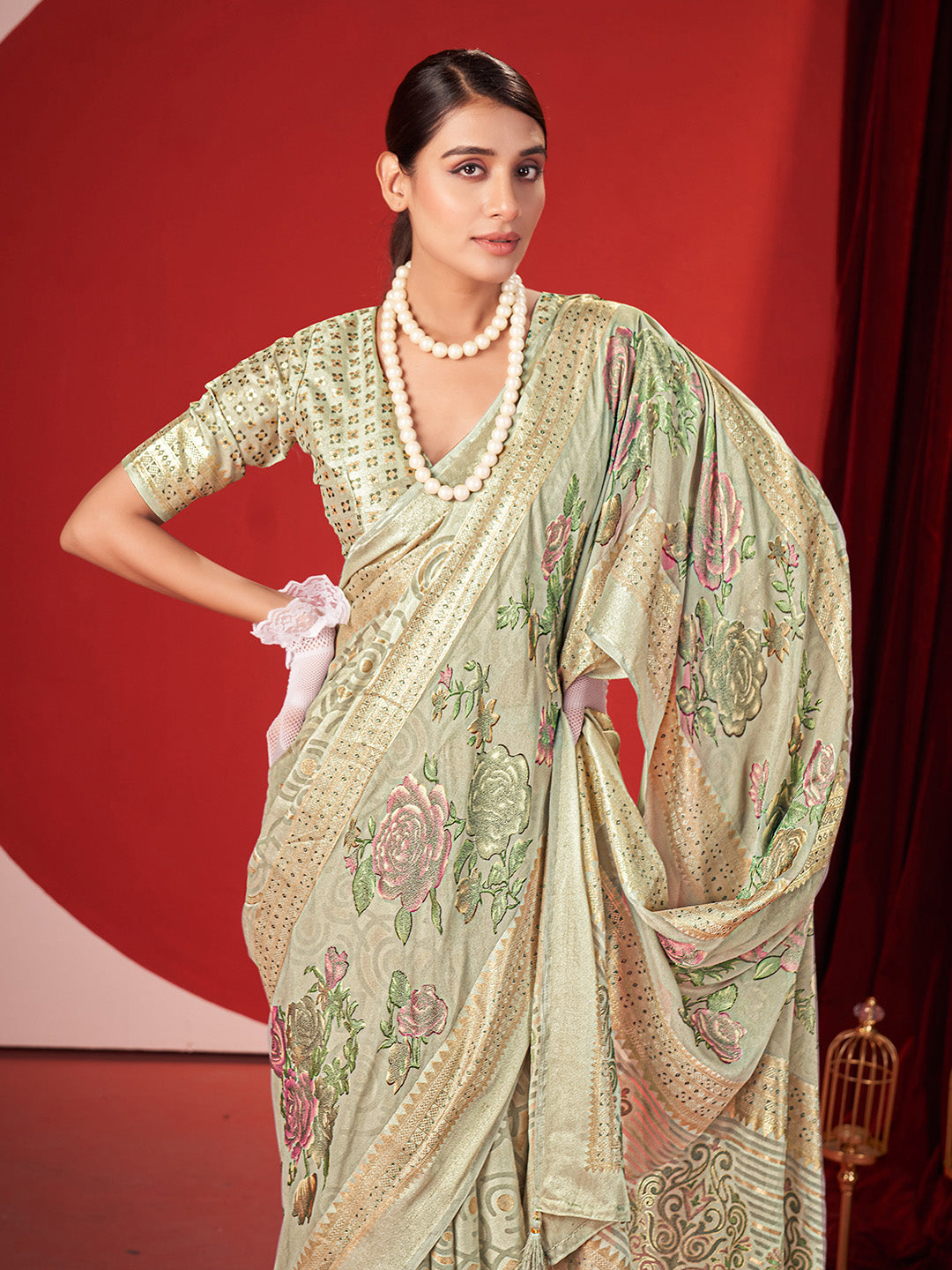 Zari Border Georgette Saree