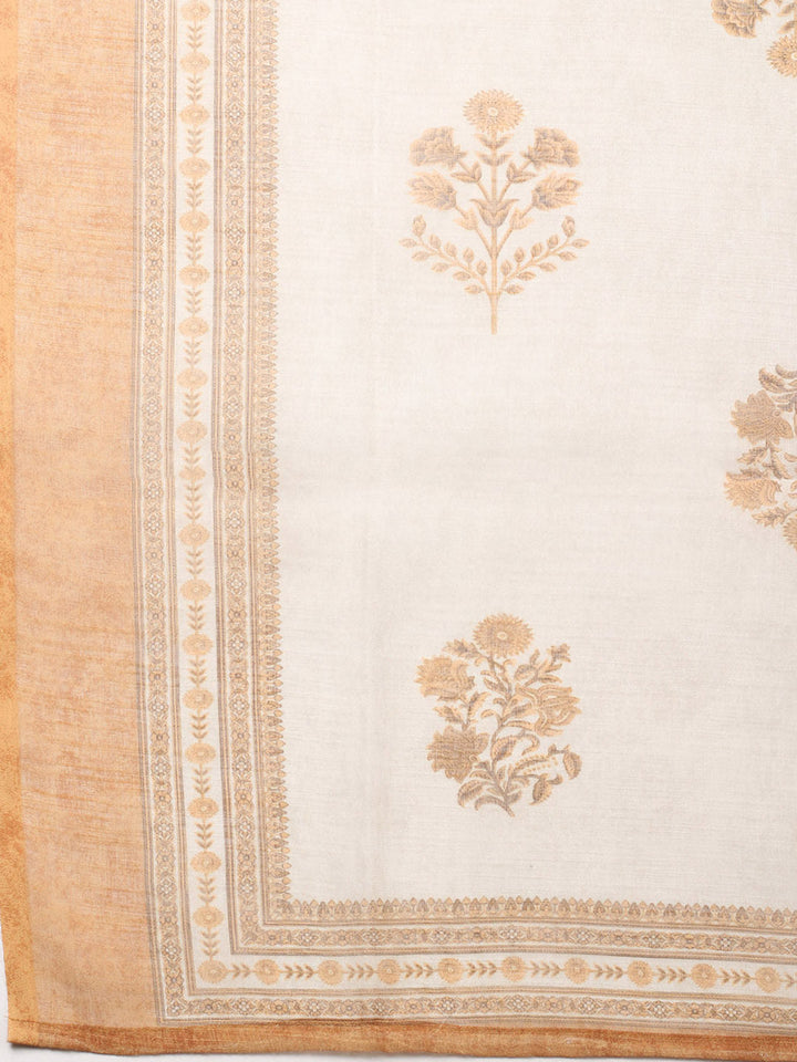 Embroidered Cotton Blend Unstitched Suit With Pant &amp; Dupatta