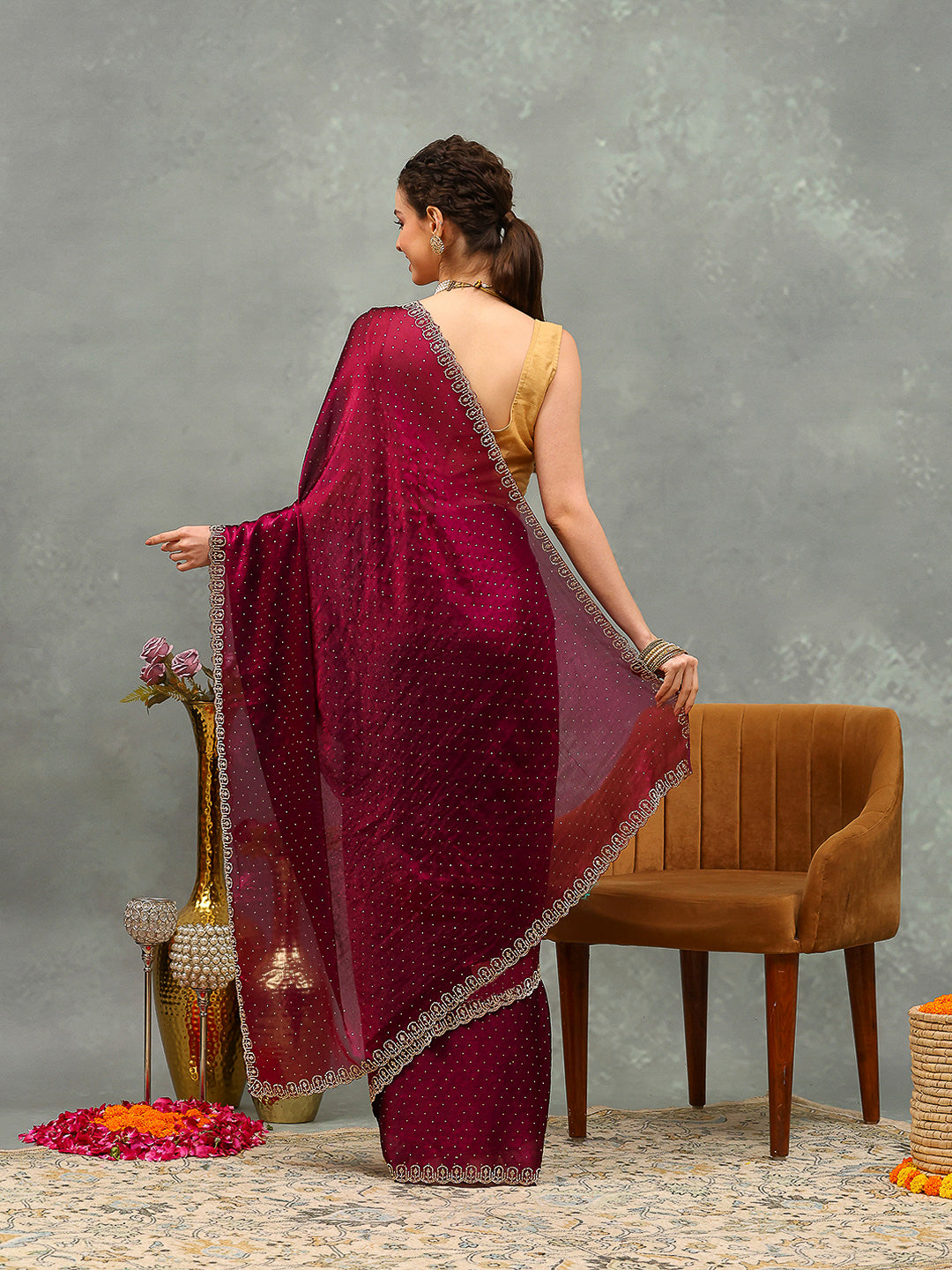 Embroidered Chiffon Saree