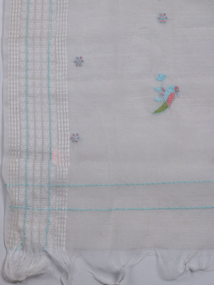 Neck Embroidered Cotton Blend Unstitched Suit With Dupatta