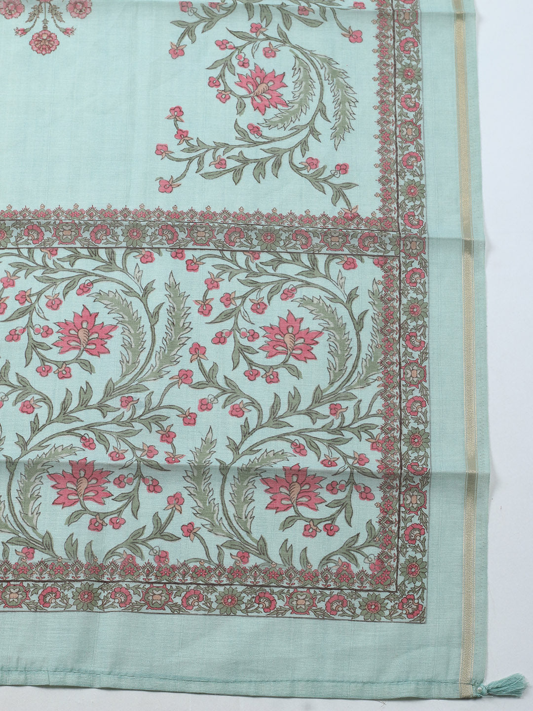 Embroidered Chanderi Unstitched Suit With Pant &amp; Dupatta