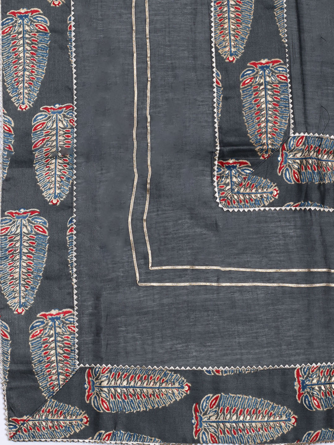 Neck Patti Cotton Blend Unstitched Suit With Dupatta