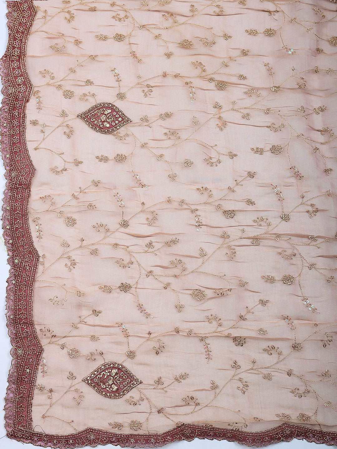 Embroidered Tissue Unstitched Suit With Pant &amp; Dupatta