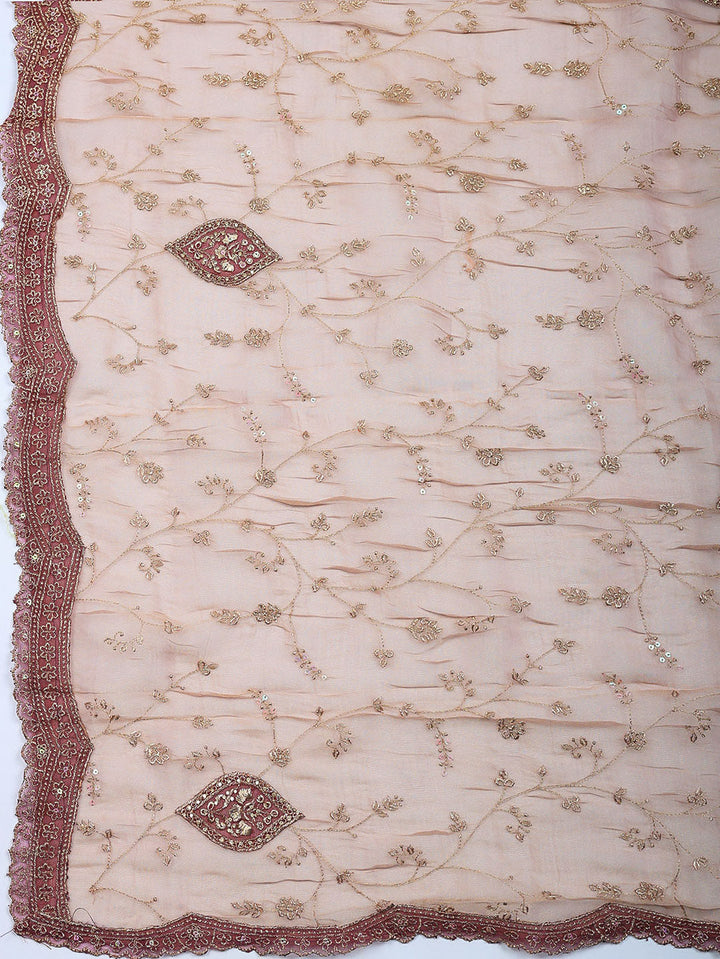 Embroidered Tissue Unstitched Suit With Pant &amp; Dupatta
