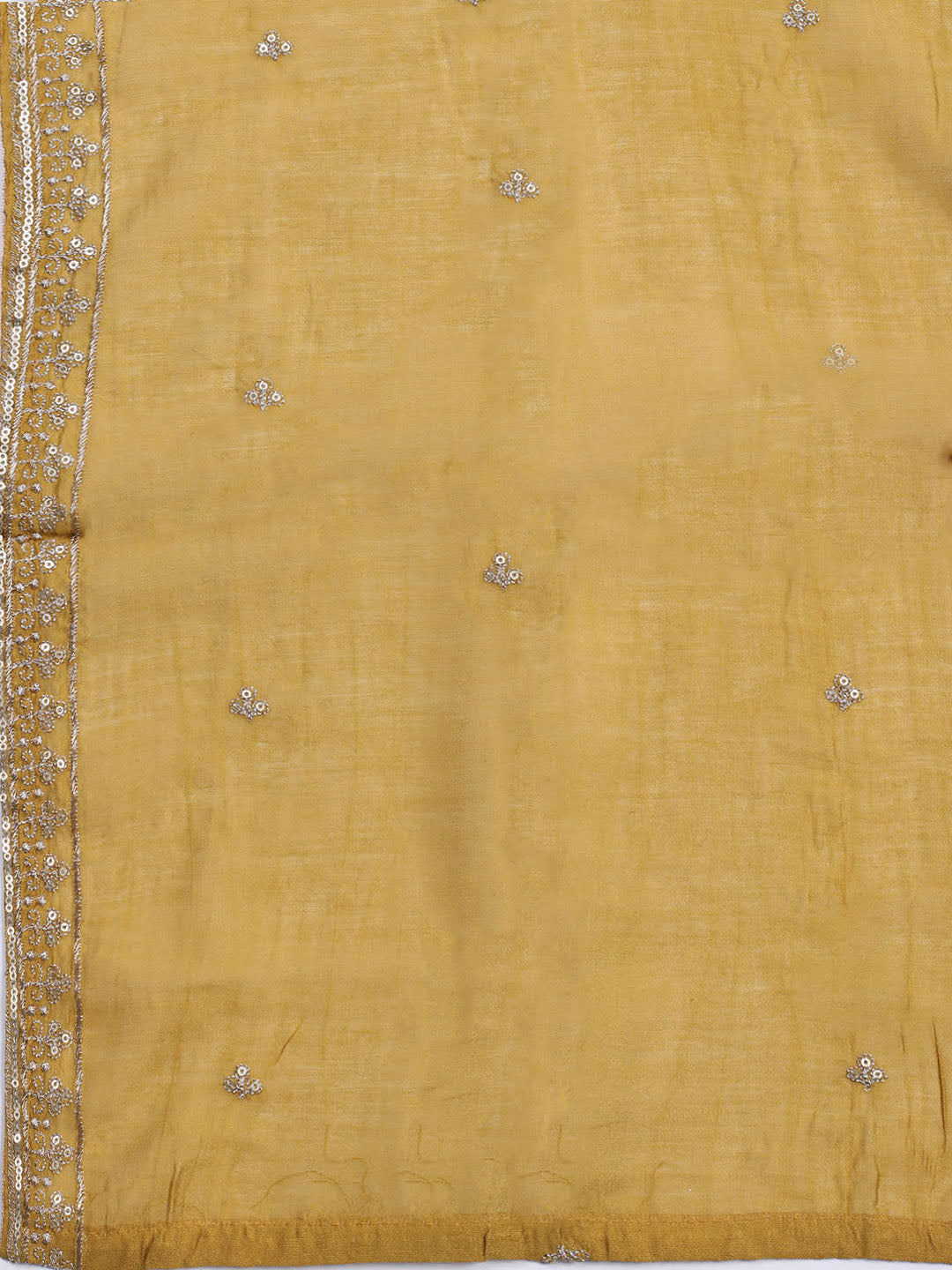 Neck Embroidered Chanderi Unstitched Suit With Dupatta