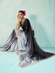 Embroidered Satin Saree