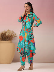 Floral Printed Muslin Kurta With Pants